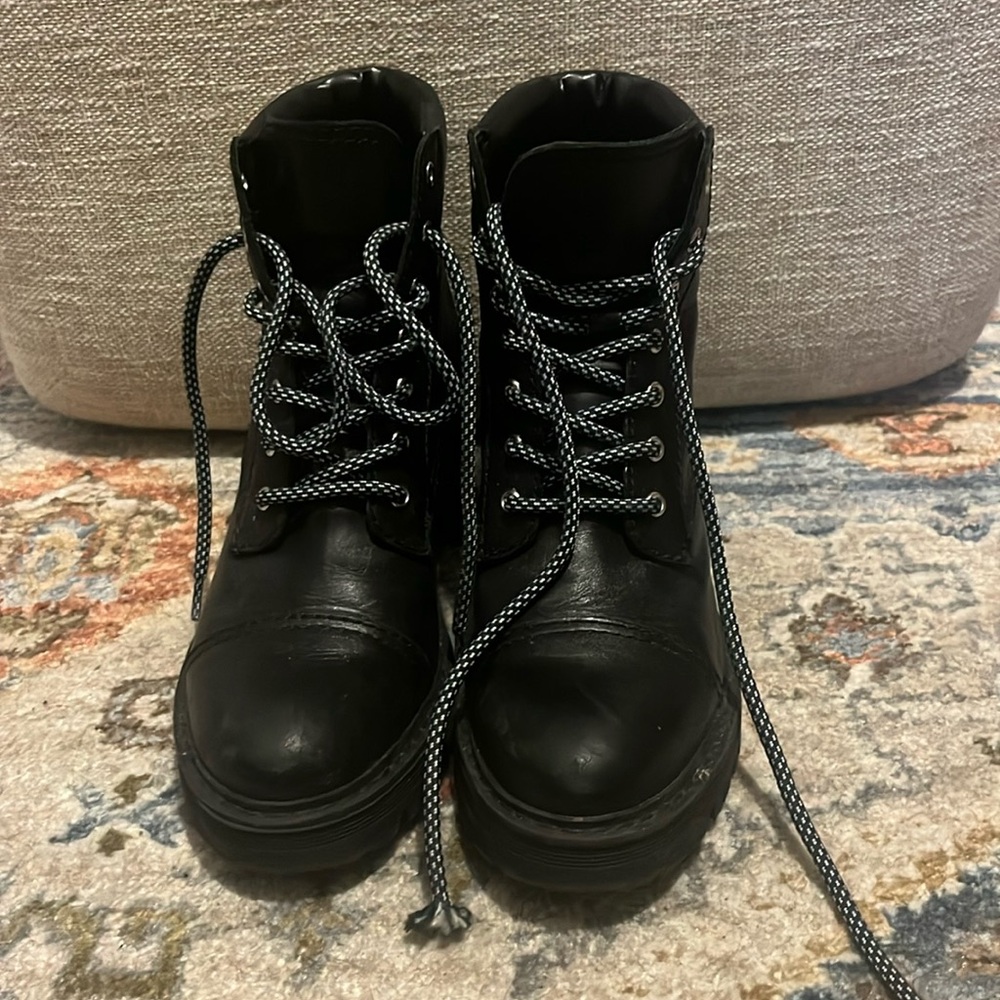Faux leather heeled boots. Worn once. 7.5